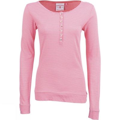 Top Brakeburn Stripe Henley Mujer Coral / Blancas - Chile SUF481673